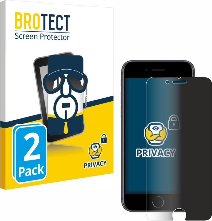 Productafbeelding BROTECT Anti-spionnetje privacyfolie Beschermfolie tegen blauw licht (2 Stuk, Apple iPhone 8)