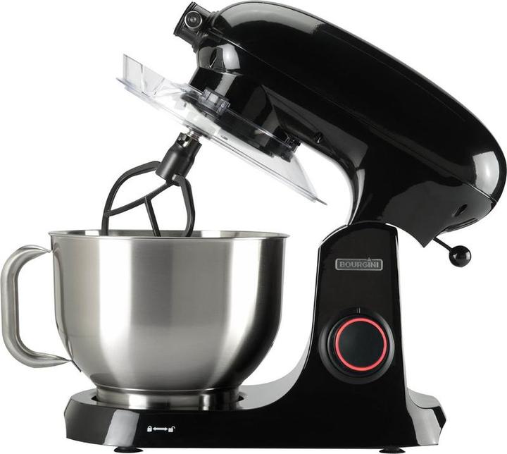 Actual product image Bourgini Steel Kitchen Chef - Keukenmachine - 5.5 litre inhoud - 1800 watt vermogen - Retro - Glossy Zwart (1800 W)