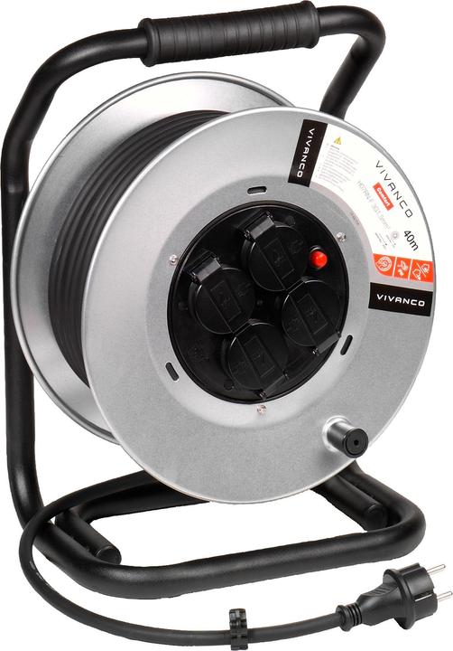 Produktbild Vivanco Kabeltrommel Metall, outdoor H07RN, IP44, 40m (40 m, 1.50 mm²)