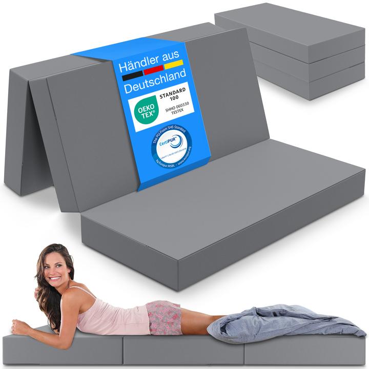 Bestschlaf Klappmatratze, 3-teilige Faltmatratze, Reisebett, Gästematratze (120 x 195 cm, Foam core)