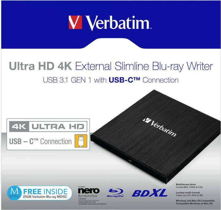 Immagine prodotto Verbatim Slimline (Masterizzatore Blu-ray, Unità Blu-ray, Masterizzatore CD, Unità CD, Masterizzatore DVD, Unità DVD)