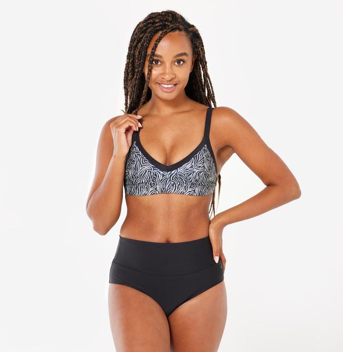 Actual product image Nabaiji Women’s swimming high-waisted briefs swimsuit bottoms - Eva black (40, 42)