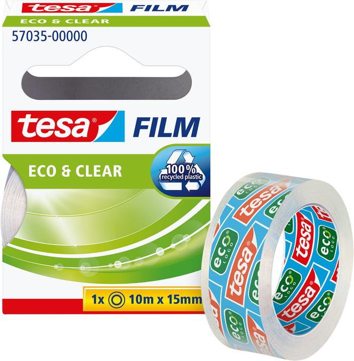 Image du produit tesa tesafilm ECO & CLEAR, sans solvant et résistant au vieillissement (15 mm)