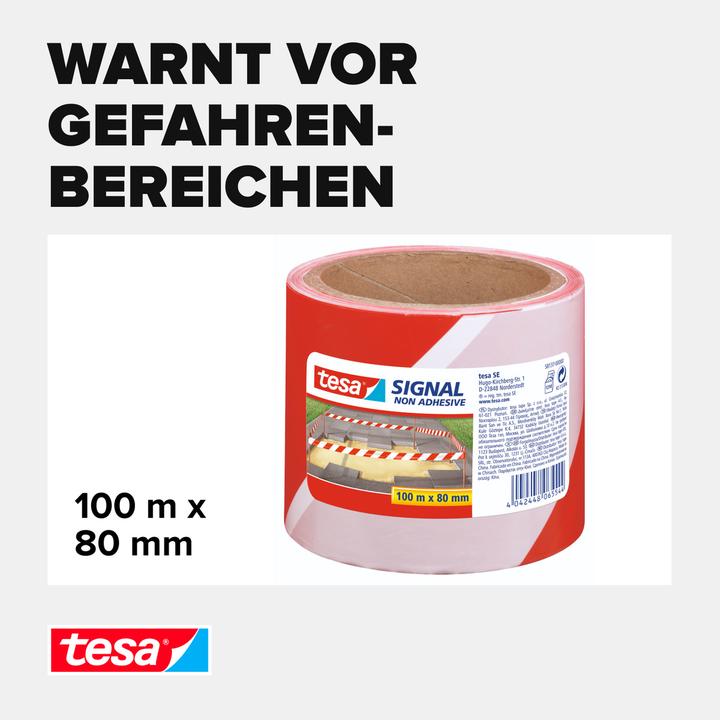 Actual product image tesa Signal barrier tape, non-adhesive warning tape for demarcating danger areas (80 mm)