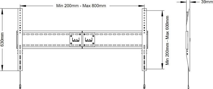 Image du produit Multibrackets FIX Support mural XXL (Mur, 110", 125 kg)
