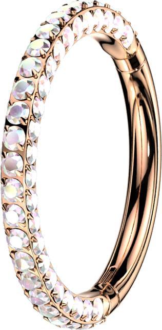 Produktbild Star Piercing Micro Segmentring klappbar rosegold front und seitlich Kristalle multicolor (ohne Messing, Titan G23)