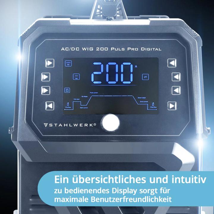 Produktbild Stahlwerk Schutzgas Schweissgerät AC/DC WIG 200 Puls Pro Digital Vollausstattung