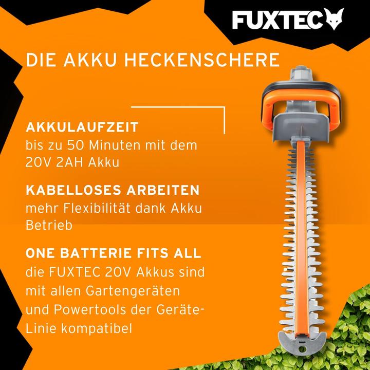Immagine prodotto Fuxtec 20V Akku Heckenscheren FX-E1HS20 ohne Akkupack, ohne Ladegerät (Tagliasiepi a batteria)