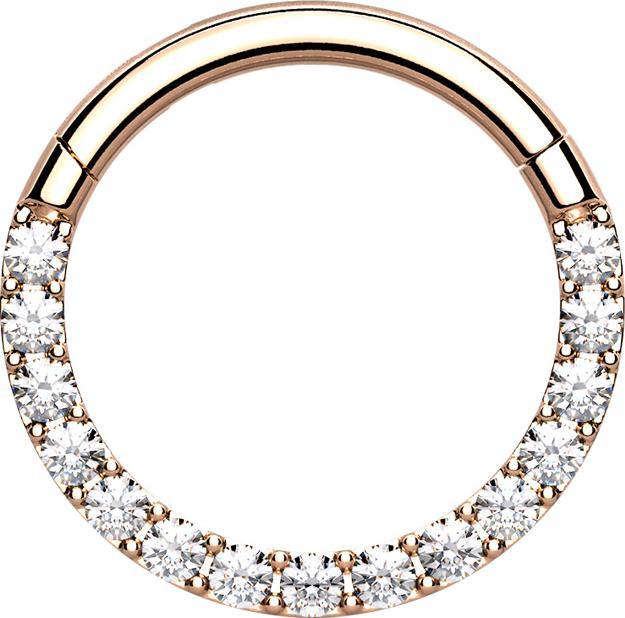 Produktbild Star Piercing Micro Segmentring klappbar rosegold front Kristalle silber (ohne Messing, Chirurgenstahl 316L)