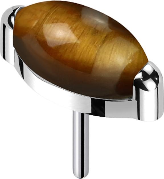 Produktbild Star Piercing Threadless silber Ovaler Tigerauge Stein (Titan G23, Mineralisch, ohne Messing)
