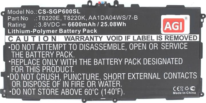 Actual product image AGI Battery compatible with Samsung Galaxy Tab Pro 10.1 - Battery - 6,600 mAh