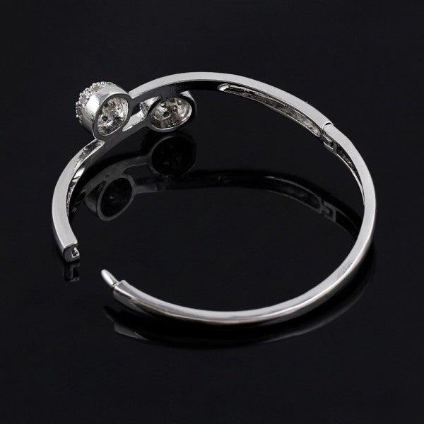 Immagine prodotto Hermex LUSSO Bracciale Bangle Placcato Platino Charms Zirconia - Platino (Lega di rame-nichel)