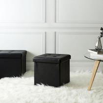 Produktbild Home Deco Factory koffer pouf faltbar pu schwarz