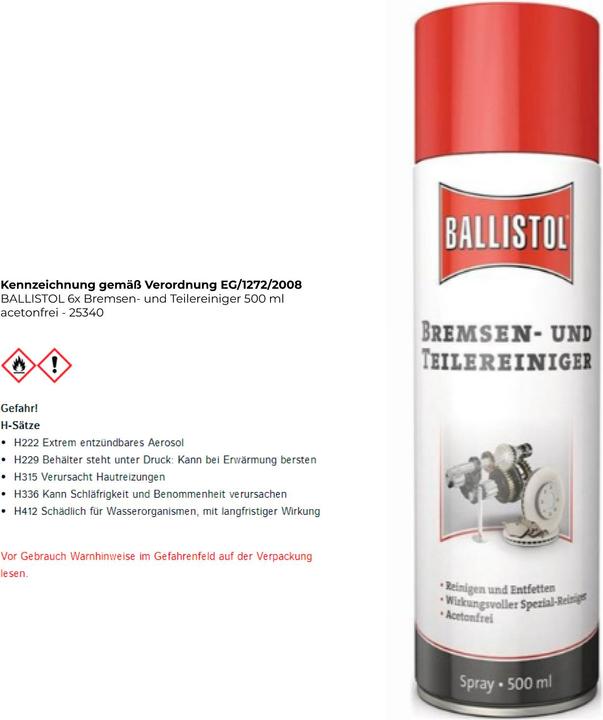 Actual product image Ballistol Standard (500 ml, Brake cleaner)