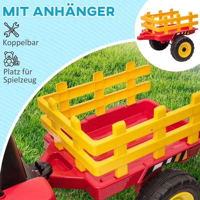 Actual product image Swisshandel24 Children's electric tractor with trailer, remote control, MP3, headlights, 3-6KM/H, red
