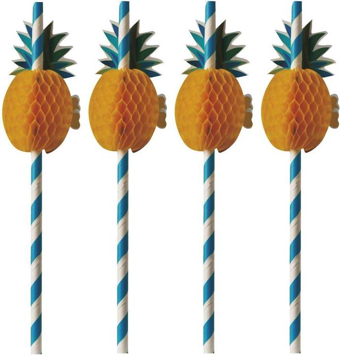 Image du produit Papstar Paille en papier "Pineapple", 200 mm, bleu/blanc en papier, longueur : 200 mm, diamètre : 6 mm, à (50 x)