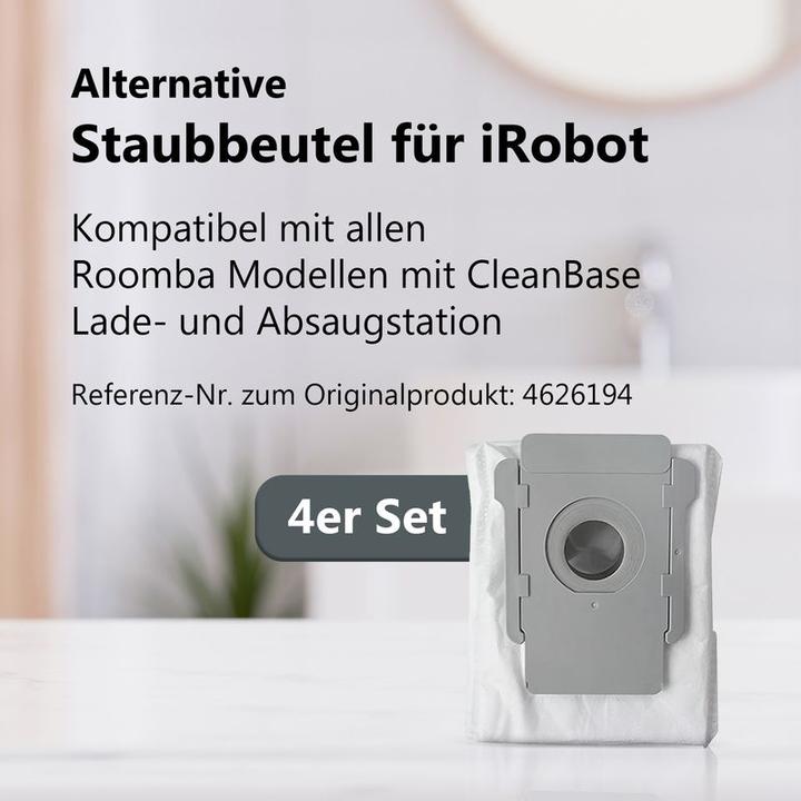 Produktbild Hermex 4er-Set Alternative Staubbeutel zu iRobot Roomba Serie i j s Clean Base (1 x)