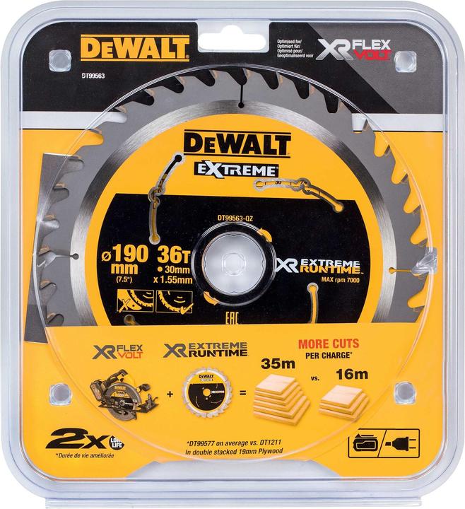Image du produit DeWalt Lame de scie circulaire pour scie circulaire portative 190/30mm 36WZ/FZ