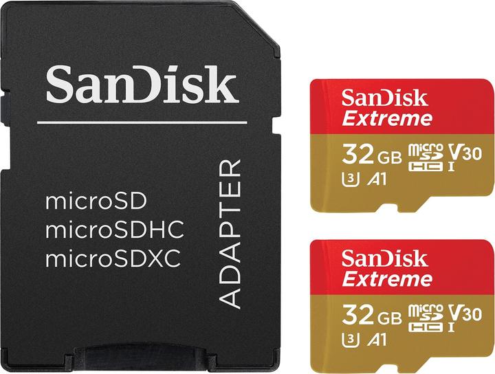 Actual product image SanDisk microSDHC ActionSC 32GB 2x Extr.100MB (32 GB, microSDHC, U3, UHS-I)
