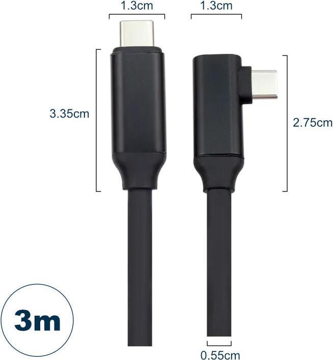Image du produit Hermex Oculus Quest 2 Câble de 3m pour lunettes VR Câble de données USB-C Câble de charge