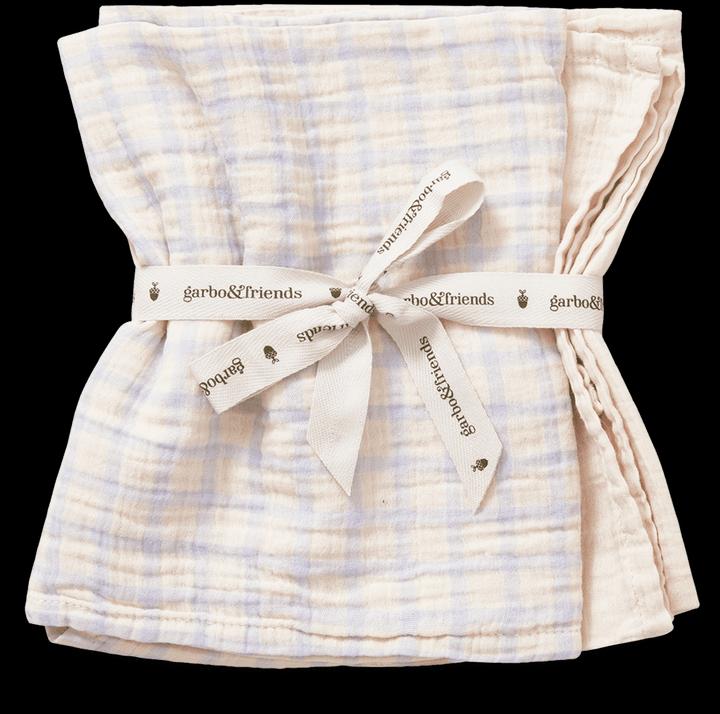 Actual product image Garbo & Friends 2 pack muslin blanket 60x60 Cm Gingham Sky (60 x 60 cm)