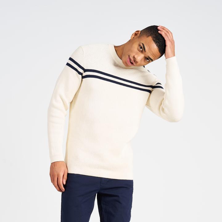 Image du produit Tribord Pull-over voile tricoté homme 100 beige/bleu foncé rayé (XXL)