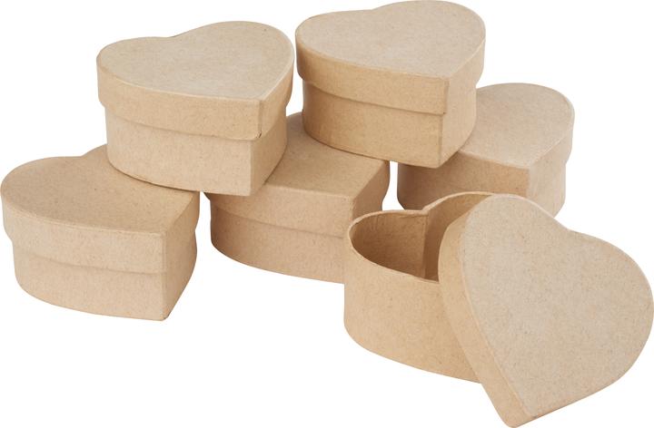 Actual product image VBS Heart boxes, 6 pieces, papier-mâché approx. 6 x 6 x 3 cm (6 x 6 x 3 cm)