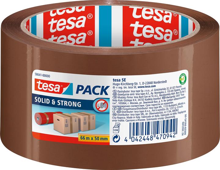 tesa tesapack SOLID & STRONG Packband, leise abrollbar (50 mm)