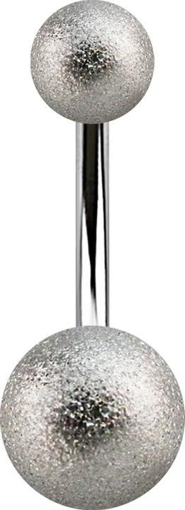 Star Piercing Banane silber mit zwei Kugeln gesprenkelt (Chirurgenstahl 316L)