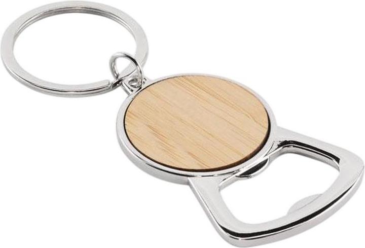 Produktbild MidOcean Keypop Recyceltes Aluminium Schlüsselanhänger mit Flaschenöffner Bambus