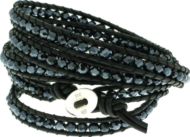Produktbild Leyda Armband Leder Blau (100 cm, Silber 925, Leder, Synthetischer Stein)