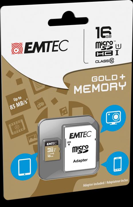 Produktbild Emtec Gold+ (16 GB, microSDHC, U1, UHS-I)