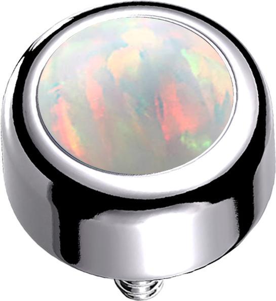 Produktbild Star Piercing Dermal Anchor Zylinder silber mit Opal weiss (Titan G23, ohne Messing)