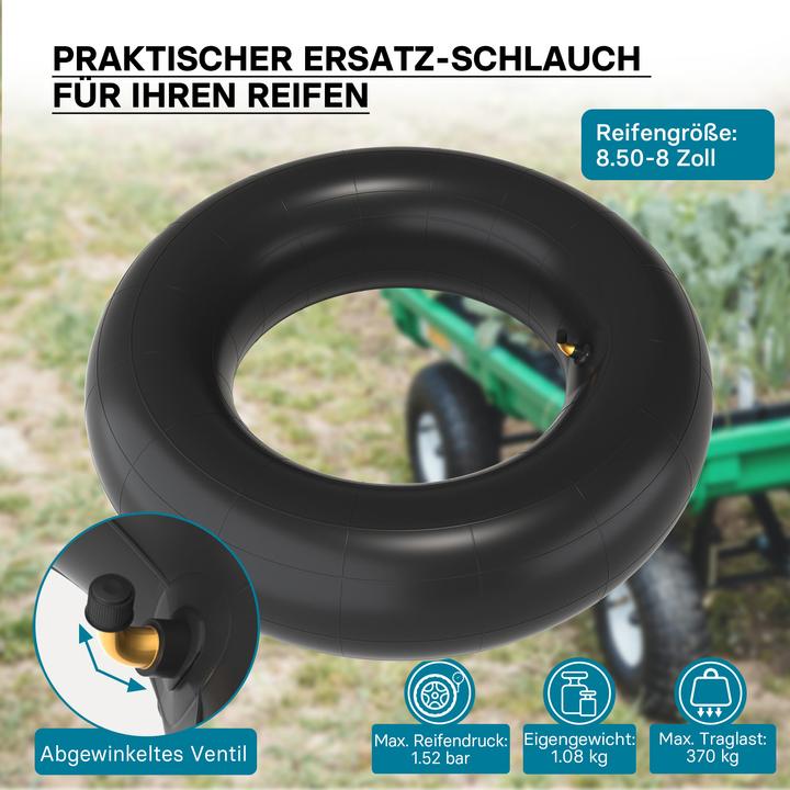 Produktbild Wiltec Schlauch für den Rasenmäherreifen 18x8.50-8 mit Winkelventil Reifendecke (Rasenmäher, Gartenmaschinen Ersatzteile)