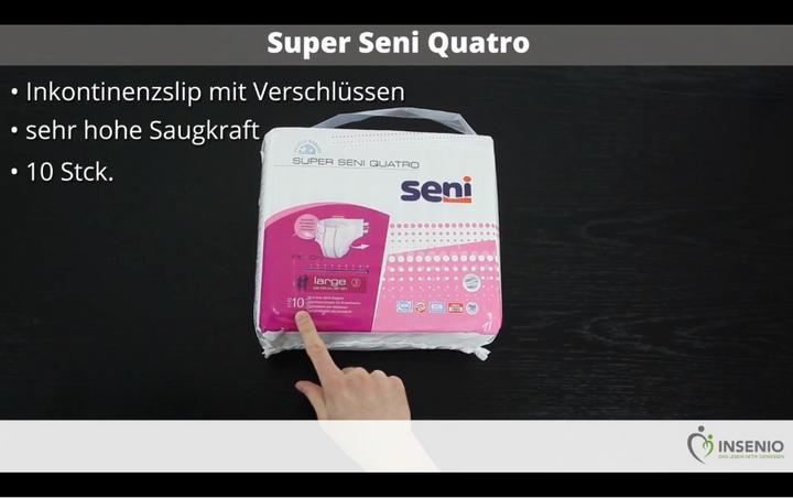 Produktbild Seni Quatro Windelhosen XL atmungsaktiv Hüftumfang 130-170cm 9 Tropfen (10 x, Large plus)