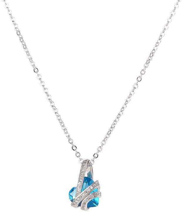 Produktbild St. Leonhard Halskette mit blauem Zirkonia-Herzanhänger und Schmucksteinen (Messing)