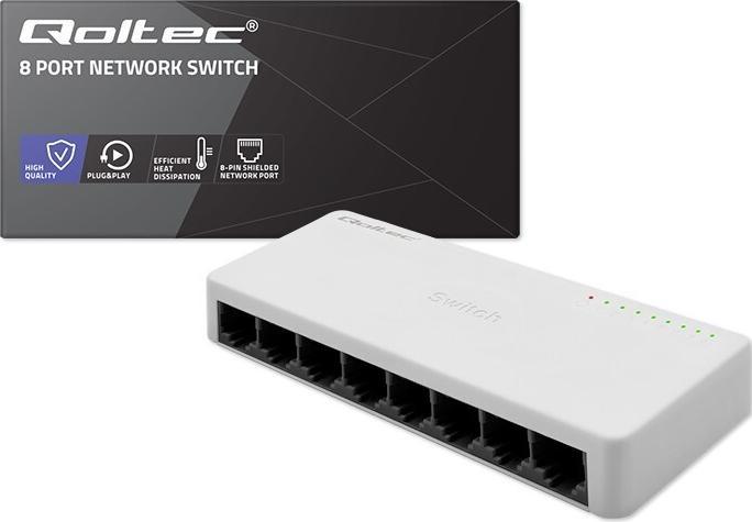 Image du produit Qoltec Netzwerk-Switch 8xRJ45-Port 100Mbps LAN (8 Ports)