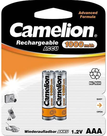 Camelion NH-AAA1000BP2 Wiederaufladbarer Akku Nickel-Metallhydrid (NiMH) (2 Stk., AAA, 1000 mAh)