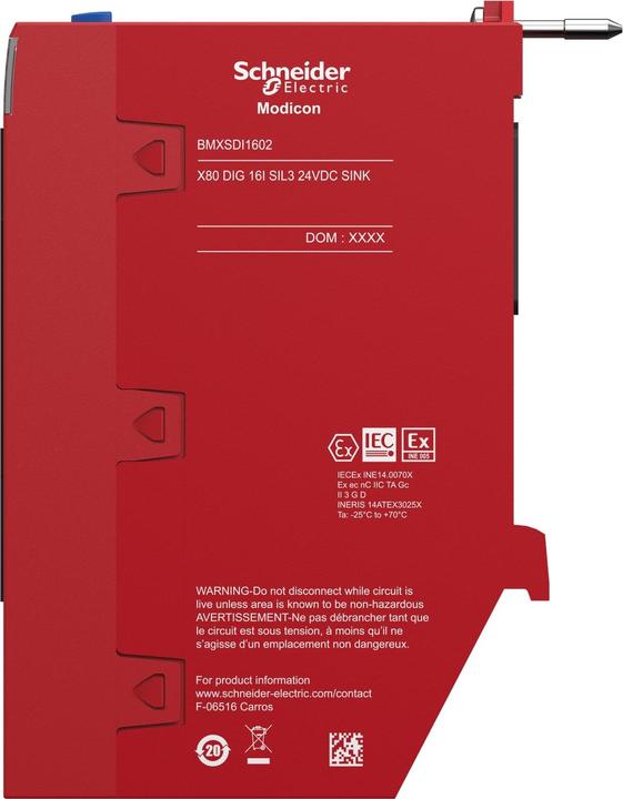 Actual product image Schneider Electric M580S 16DI 24VDC SIL3CAT,2/PLD BMXSDI1602
