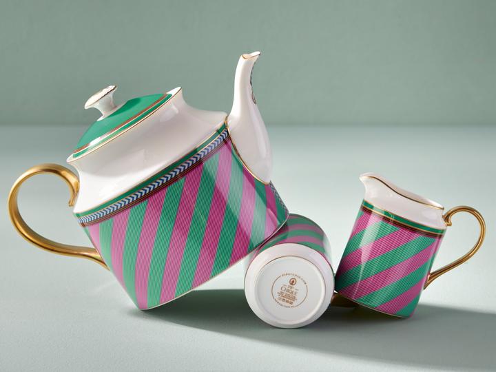 Actual product image PIP Studio Chique Stripes teapot large pink-green 1.8l (1.80 l)