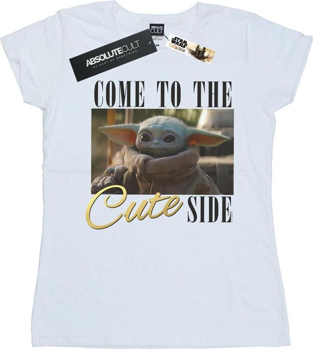 Actual product image Star Wars Womens/Ladies The Mandalorian Come To The Cute Side Cotton T-Shirt (XL)