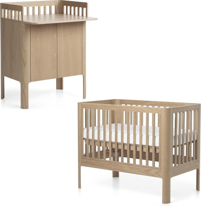 Actual product image Flexa Nova changing unit with cot incl. mattress Oak (Baby cot)