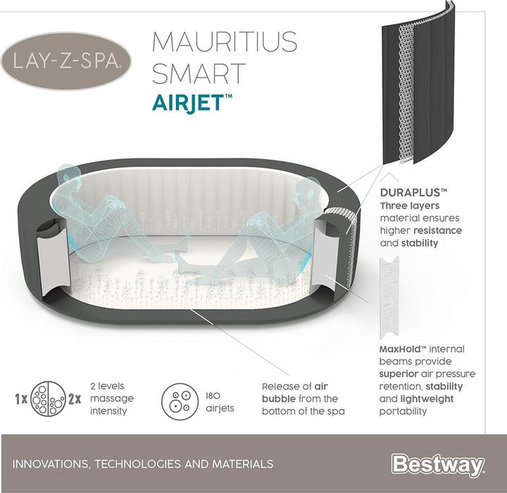 Actual product image Bestway Whirlpool LAY-Z-SPA XXL Mauritius AirJet 270 x 180 x 71 cm (7 pers.)