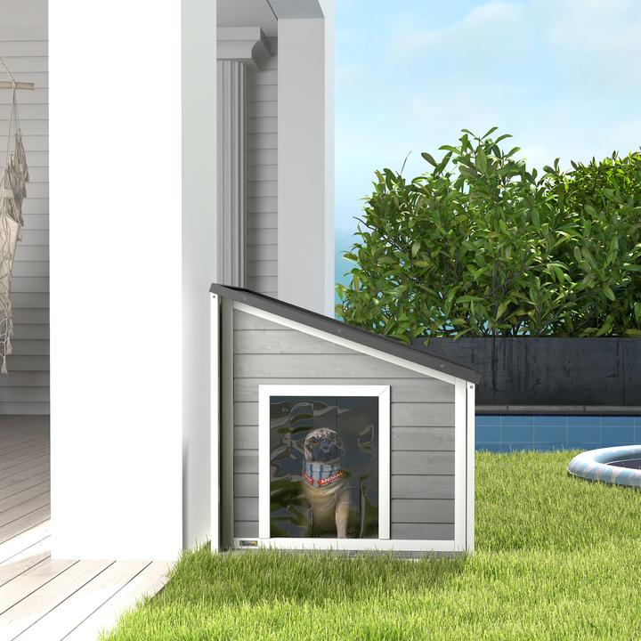 Produktbild PawHut Hundehütte mit zu öffnendem Schrägasphaltdach (Hundehütte)
