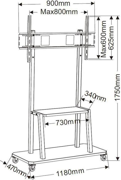 Actual product image Vivolink Mobile stand upto VESA 800x600 (100", 150 kg)