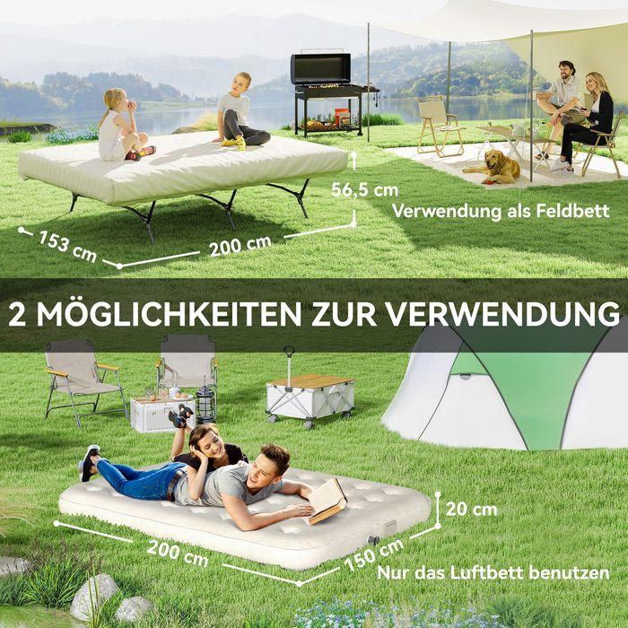 Image du produit Swisshandel24 Feldbett Campingbett mit Luftmatratze Pumpe 200 x 153 cm belastbar bis 200 kg