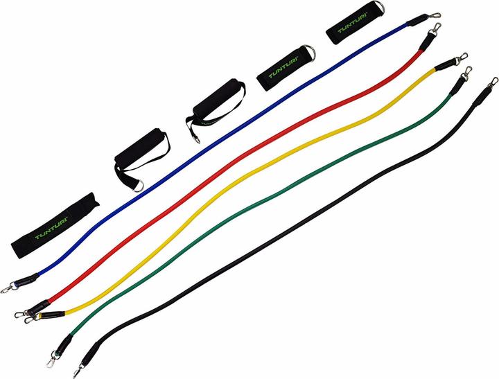 Produktbild Tunturi Multifunktionales Widerstandsbänder Set - Resistance Band Set (1.20 m, Extra Leicht, Leicht, Mittel, Stark, Extra Stark)