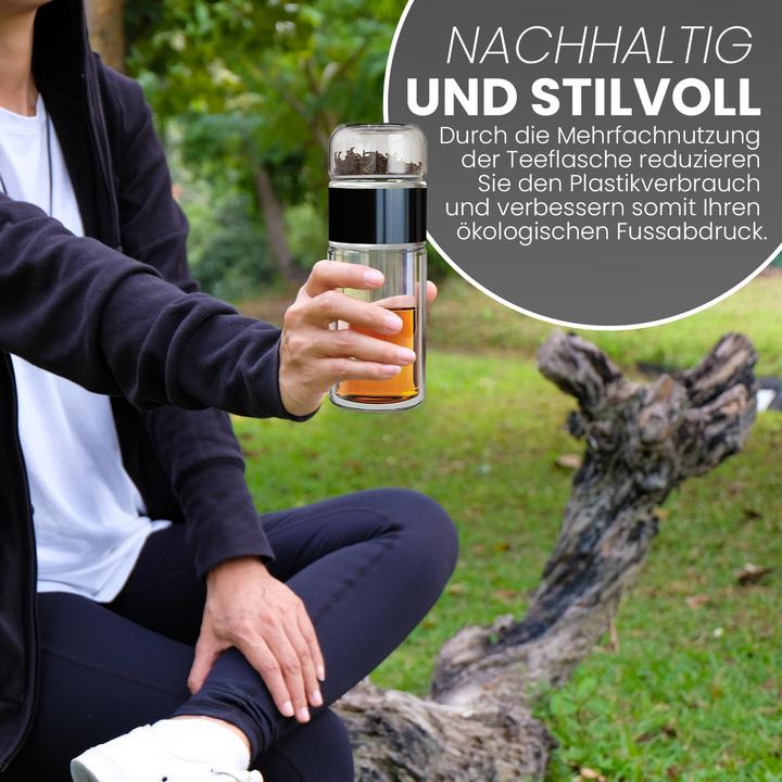 Produktbild Gewürzladen Näfels Drehbare Teeflasche aus hitzebeständigem Glas mit Teefilter - to go (0.24 l)