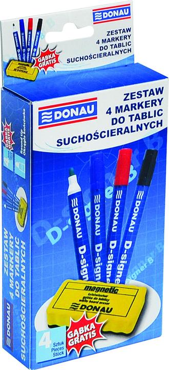 Produktbild Donau 4er whiteboardmarker set, d-signer b, rund, farbig sortiert, gratis schwamm (Mehrfarbig)