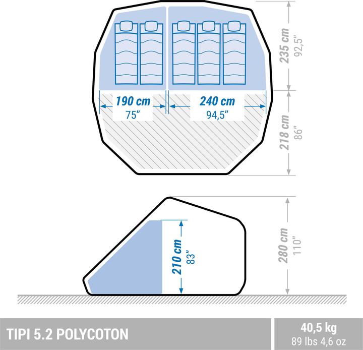 Produktbild Quechua 340392 (43.70 kg, 5 Personen)